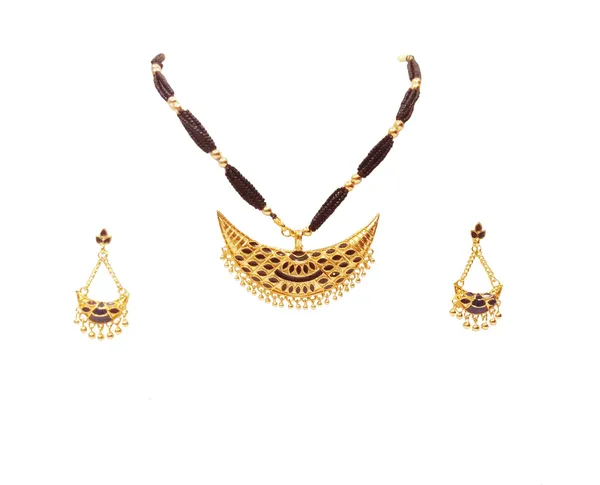 Assamese_Traditional_Gold_Plated_Black_Colour_Joonbiri_Tassel_Jewellery_Set_For_Women